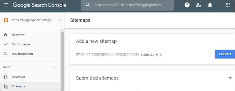 Add blogger sitemap to google webmaster