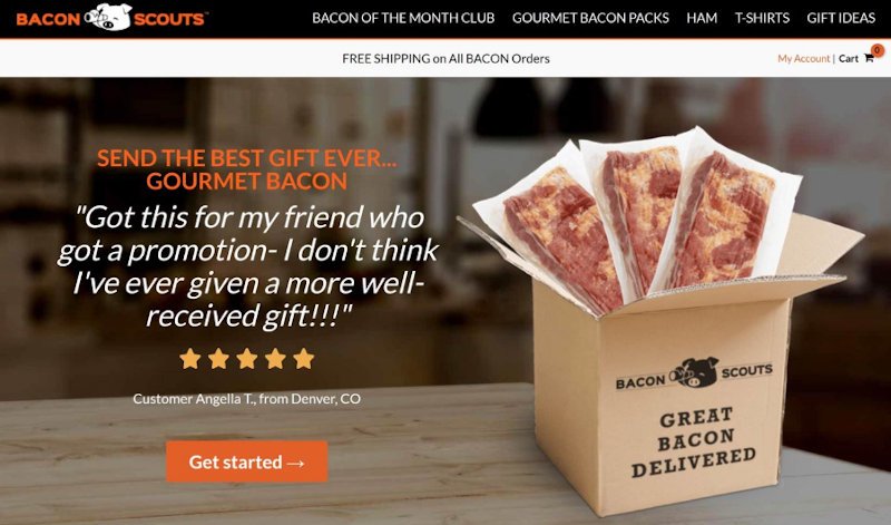 bacon scouts, an ecommerce website built on astra theme
