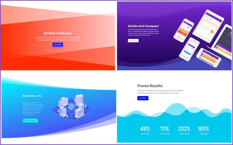 Divi shape dividers examples of websites