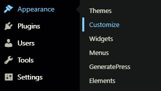 select customize from appearance under wordpress dashboard