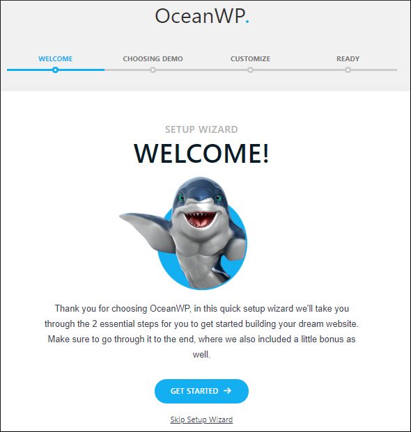 oceanwp website setup wizard