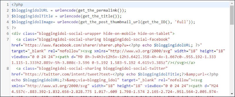 code for social sharing icons in generatepress