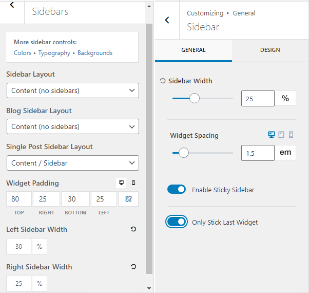 kadence vs generatepress sidebar options compared