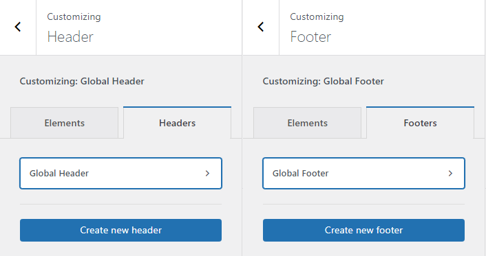 blocksy conditional header and footer