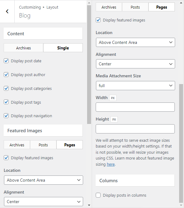 generatepress blog layout settings