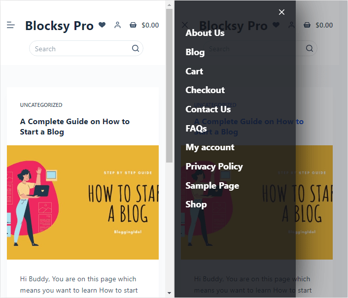 blocksy mobile menu