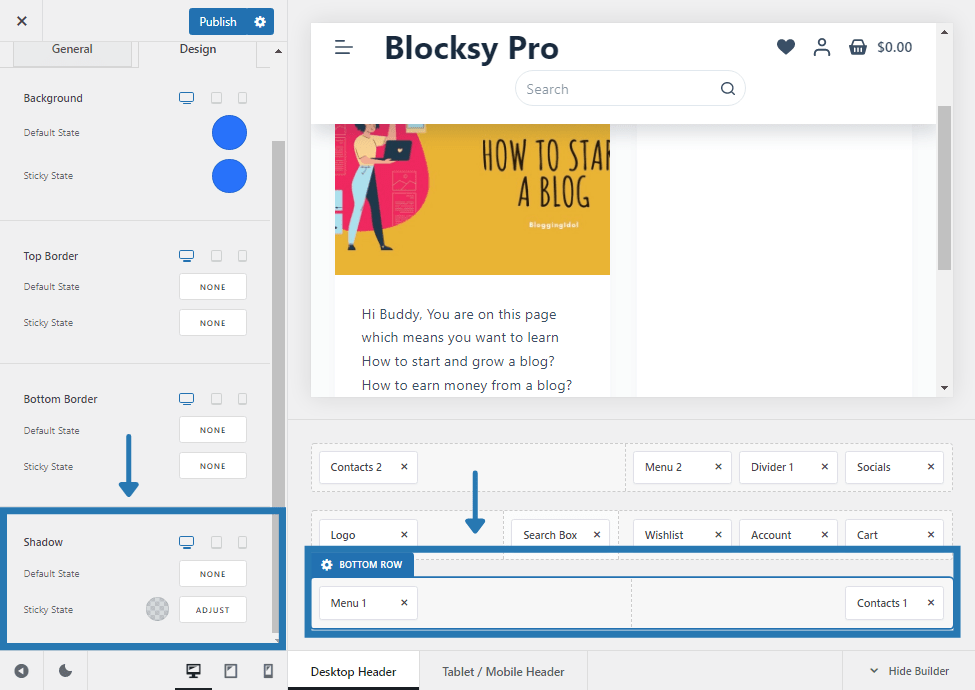 blocksy sticky state shadow for desktop