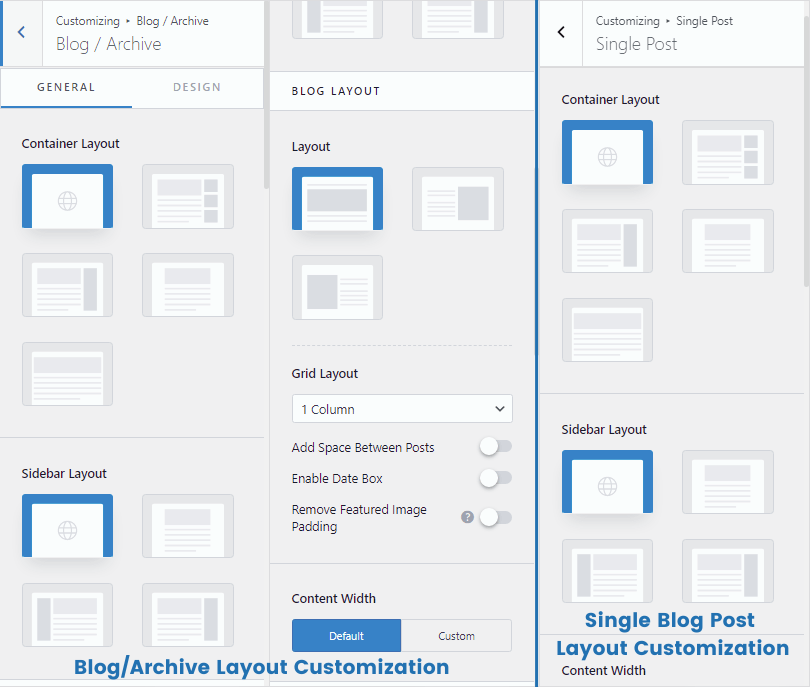 astra blog and single blog post layout customization