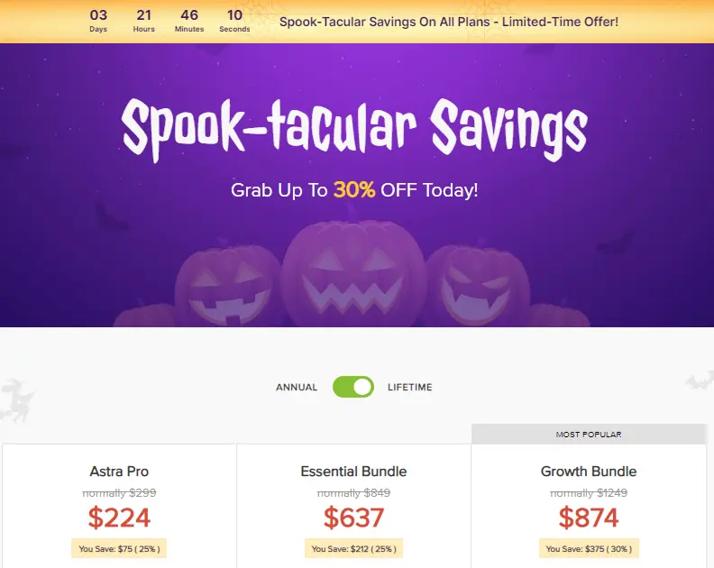 lifetime pricing on astra plans this halloween