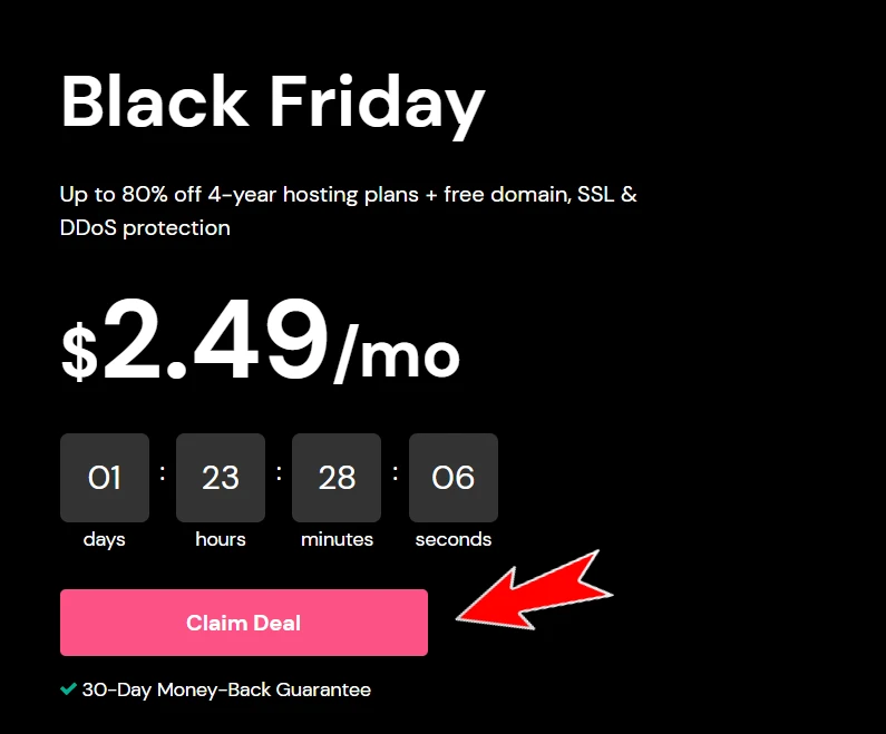 Hostinger homepage black friday deal button