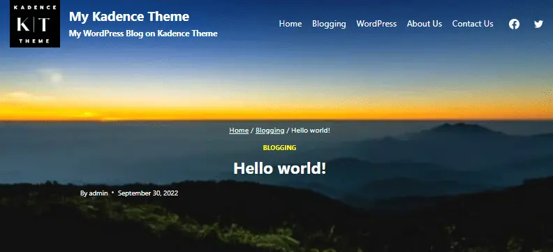 created a transparent header in kadence free theme