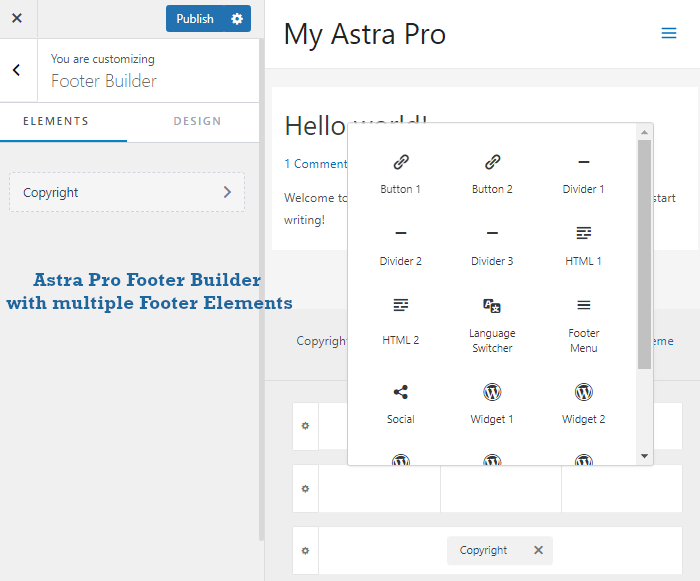 astra free vs pro footer builder