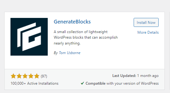 install generateblocks