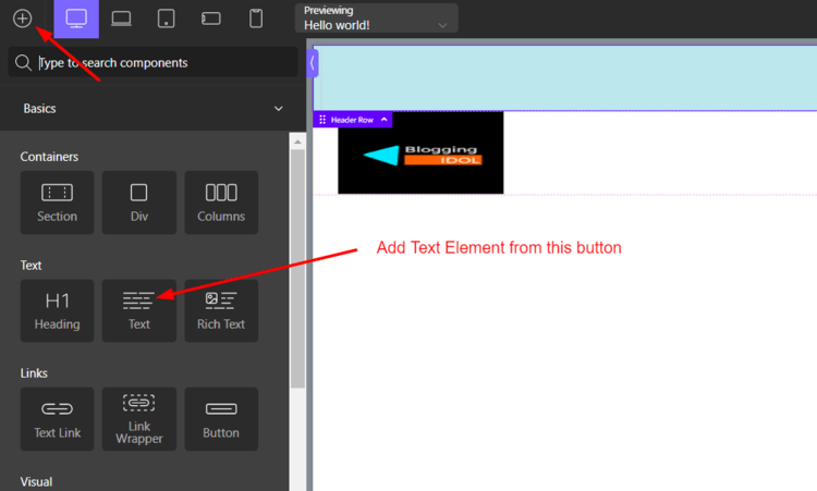 Steps to add text element