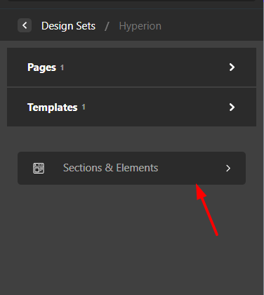 sections and elements under hyperion design set library of oxygen builder