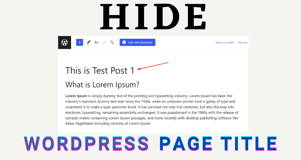 Hide page title wordpress