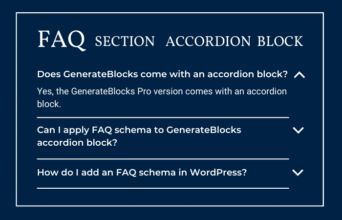 example of an faq section in an accordion block