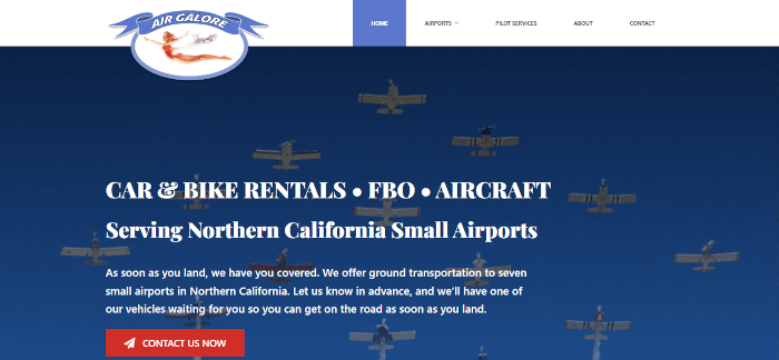 Air Galore FBO aircraft Blocksy theme website example