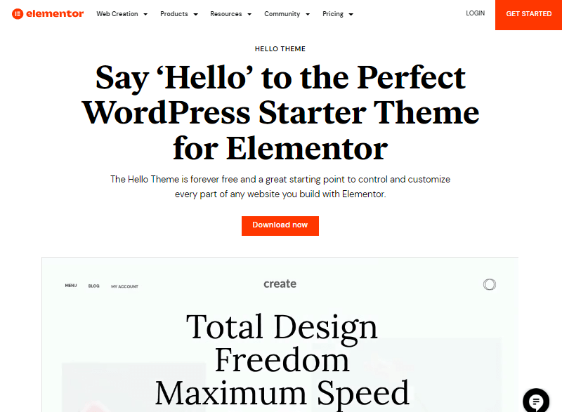 Hello by Elementor is a free WordPress theme