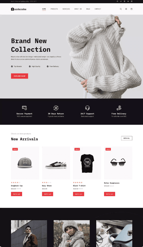 garderobe is a blocksy starter site selling apparel and fashion accessories