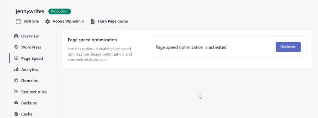 Nestify Hosting's Page Speed Optimization Activated
