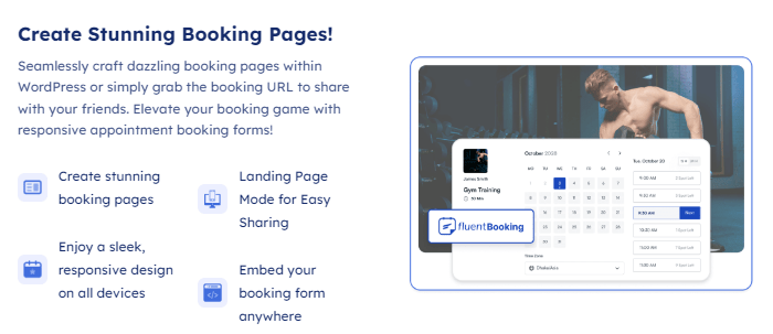 create beautiful landing pages with FluentBooking