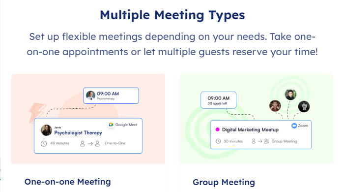 set one-on-one and group meetings with fluentbooking