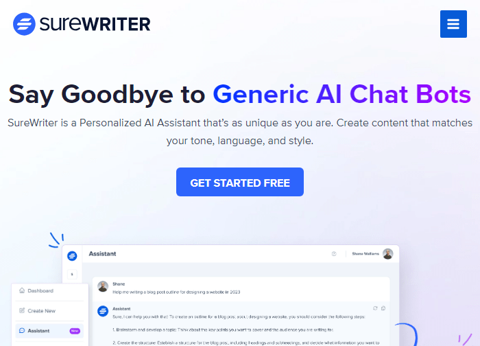 SureWriter AI assistant free with Astra Business Toolkit
